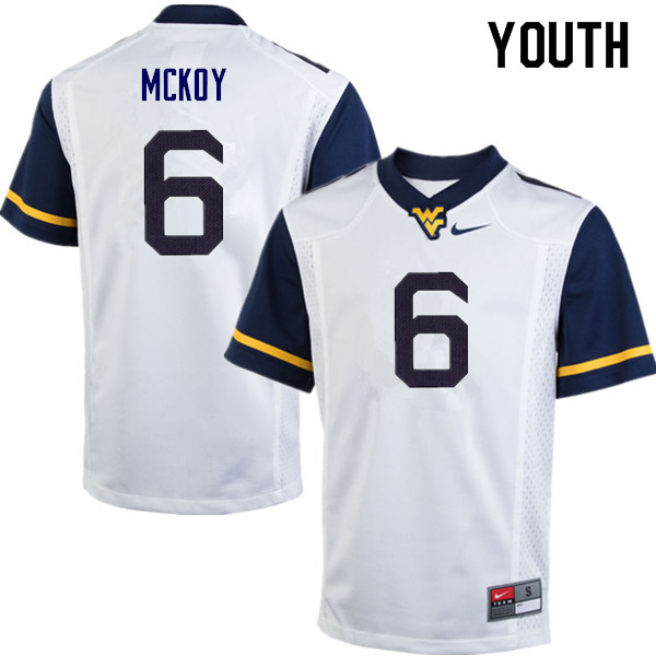 NCAA Youth Kennedy McKoy West Virginia Mountaineers White #6 Nike Stitched Football College Authentic Jersey OR23S13FS